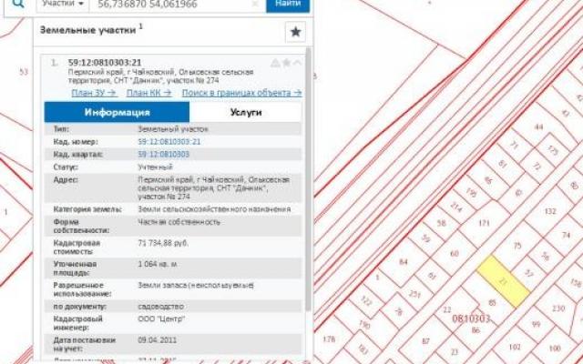 Кадастровая карта город чайковский